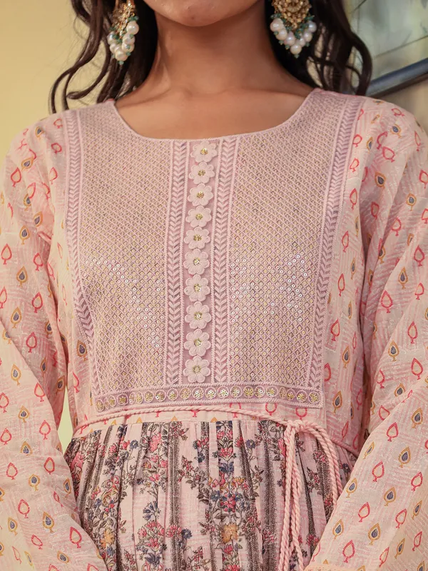 Classic pink cotton printed kurti