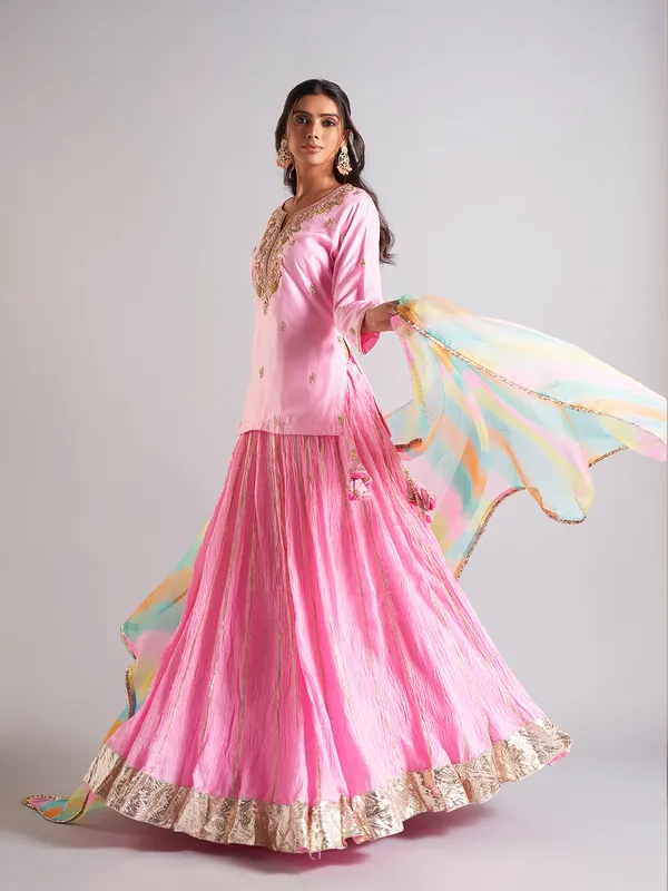 Classic pink cotton silk lehenga salwar suit