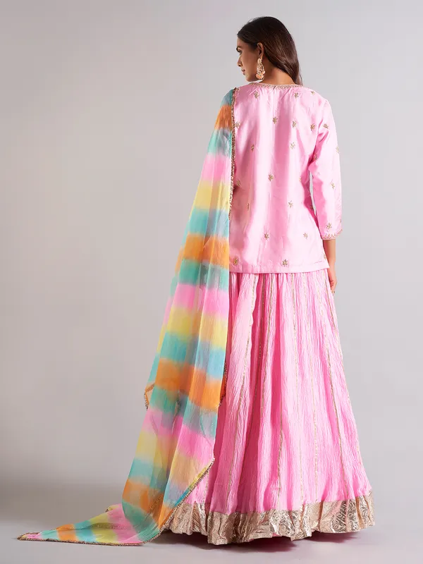 Classic pink cotton silk lehenga salwar suit