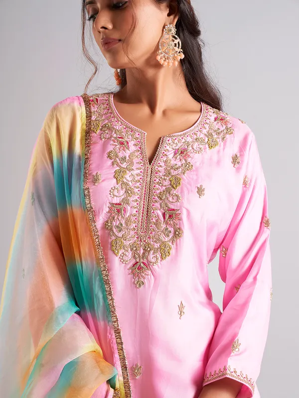 Classic pink cotton silk lehenga salwar suit