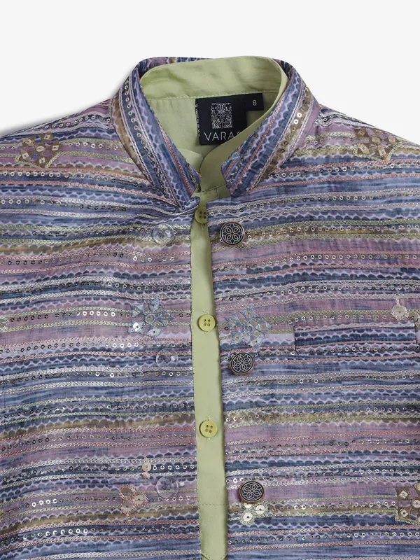 Classic pista green silk indowestern