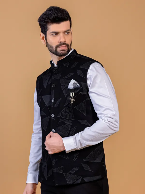 Classic printed black waistcoat