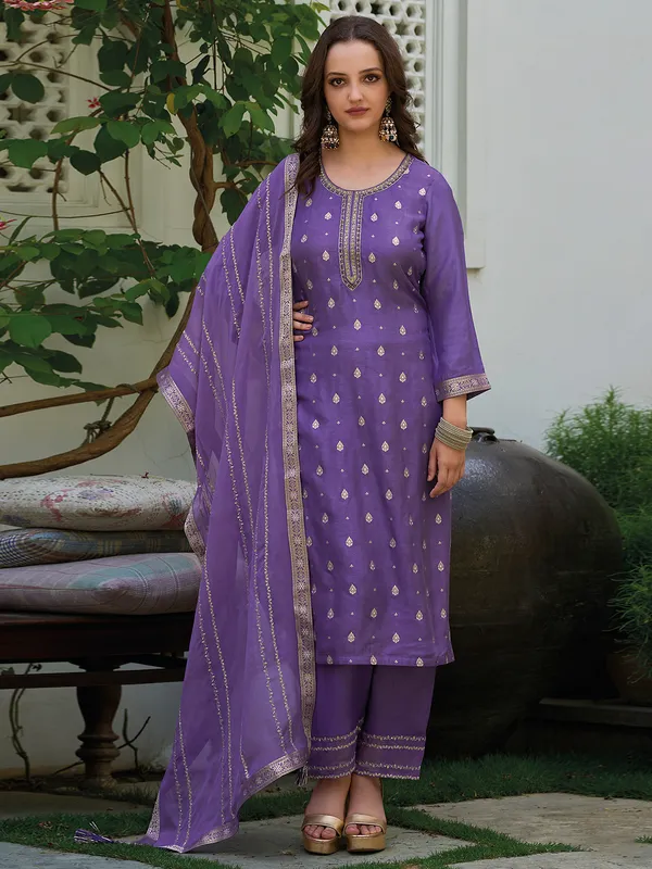 Classic purple silk salwar suit