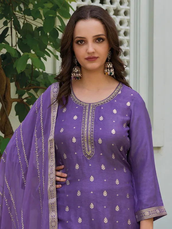 Classic purple silk salwar suit