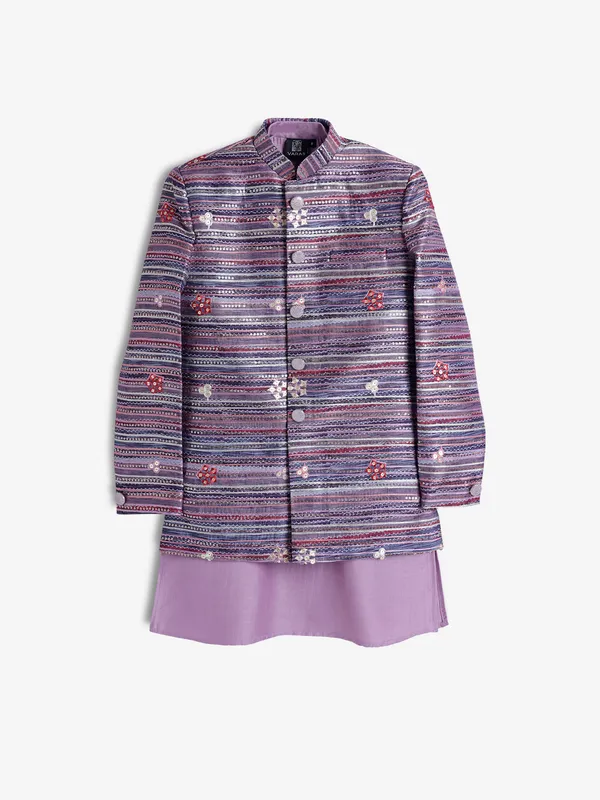 Classic purple silk stripe indowestern