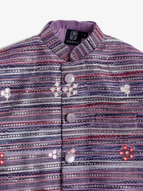Classic purple silk stripe indowestern