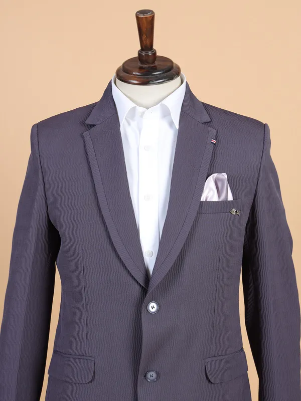 Classic purple texture terry rayon blazer