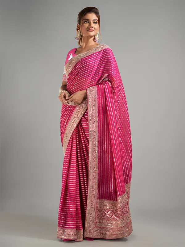 Classic rani georgette saree for festive