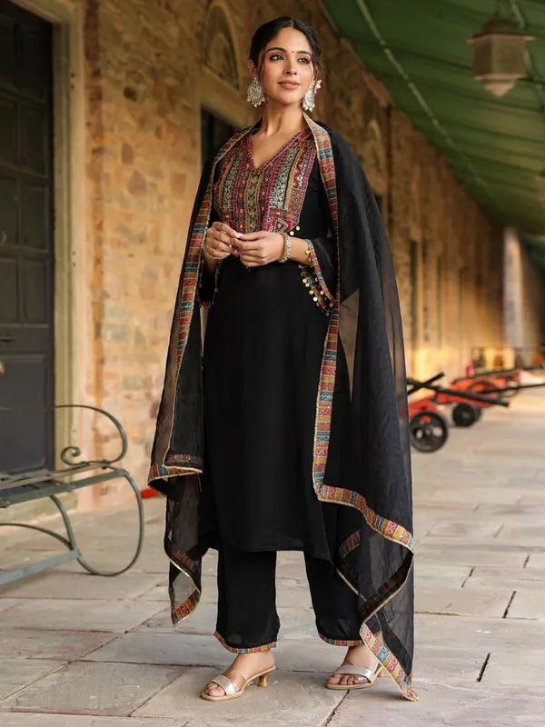 Classic silk black kurti set