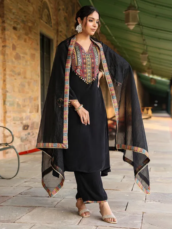 Classic silk black kurti set