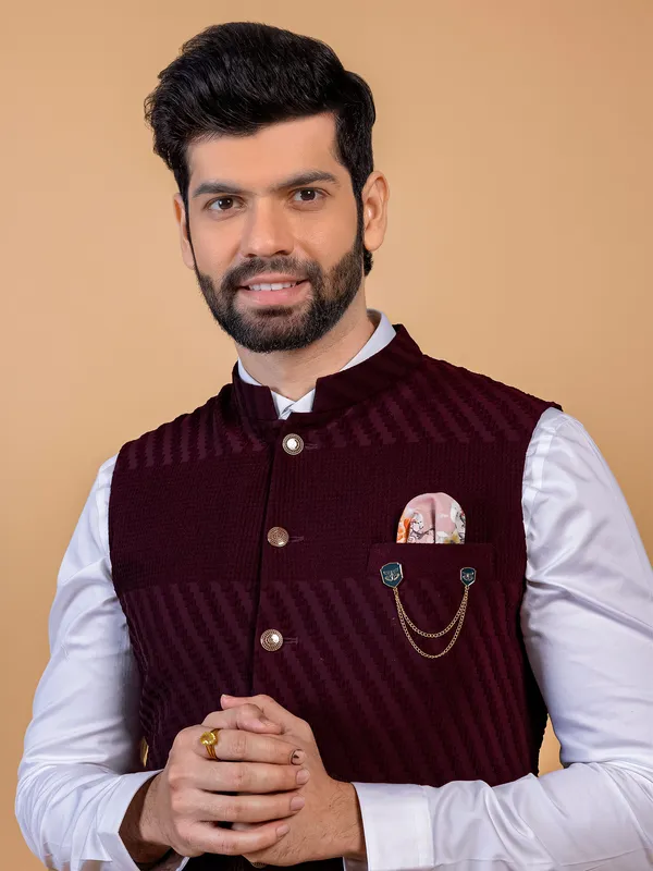 Classic silk maroon waistcoat