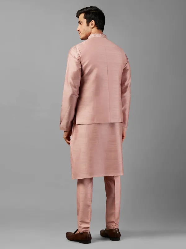 Classic silk peach waistcoat set