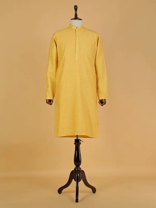 Classic silk yellow  Men Kurta pajama