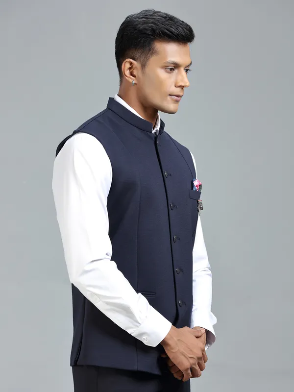 Classic stylish navy waistcoat for special occasion