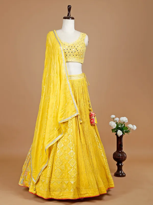 Classic yellow georgette wedding lehenga choli