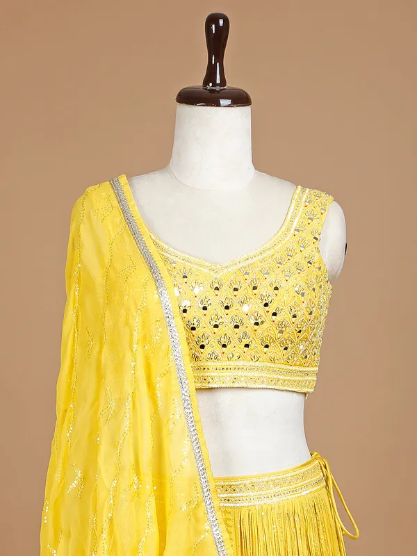 Classic yellow georgette wedding lehenga choli