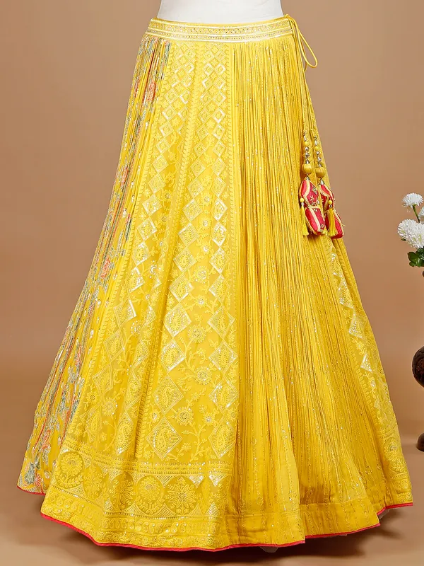 Classic yellow georgette wedding lehenga choli