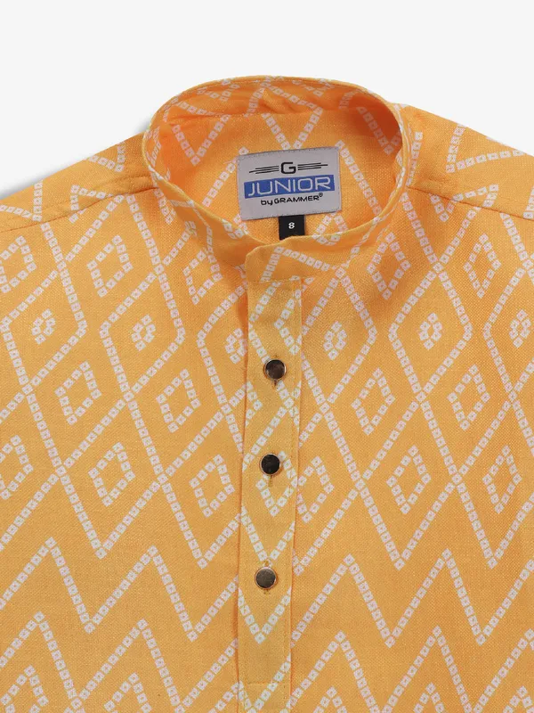 Classic yellow printed kurta