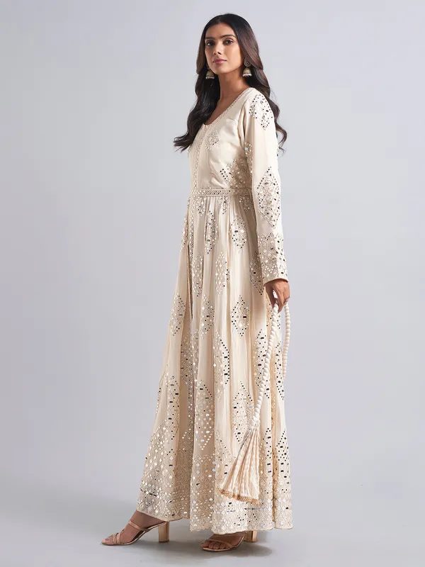 Classy beige georgette anarkali salwar suit