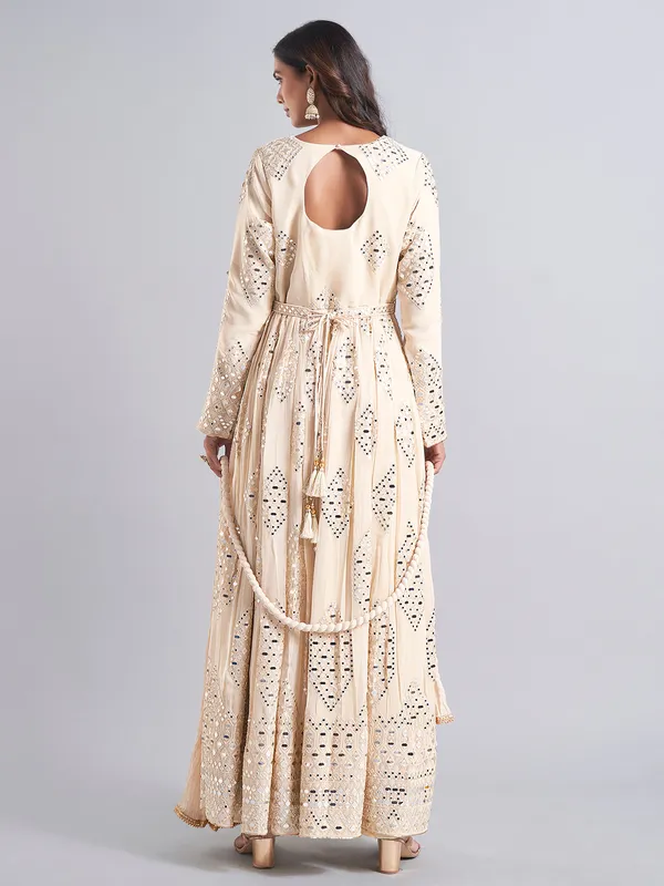 Classy beige georgette anarkali salwar suit
