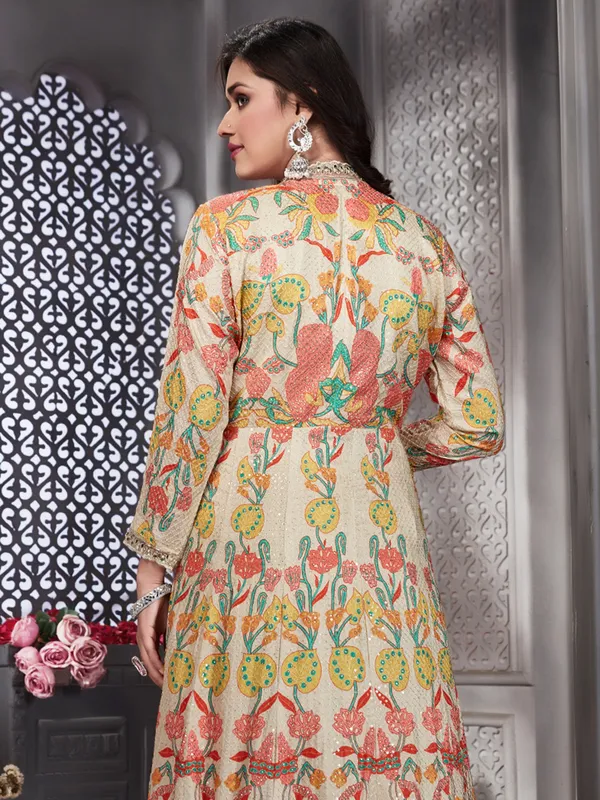 Classy beige georgette anarkali suit
