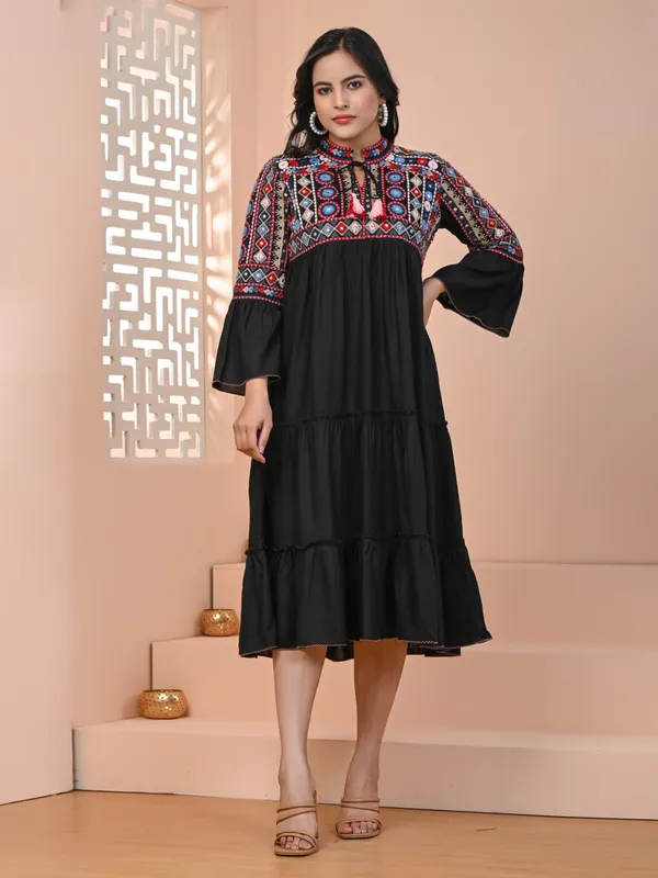 Classy black cotton long kurti