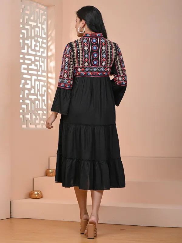 Classy black cotton long kurti