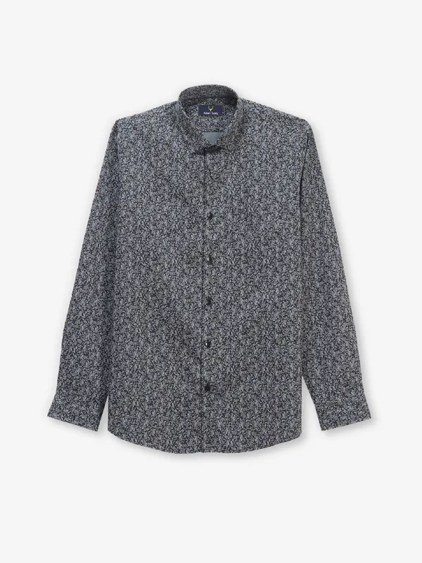 ALLEN SOLLY classy black floral printed casual mens shirt