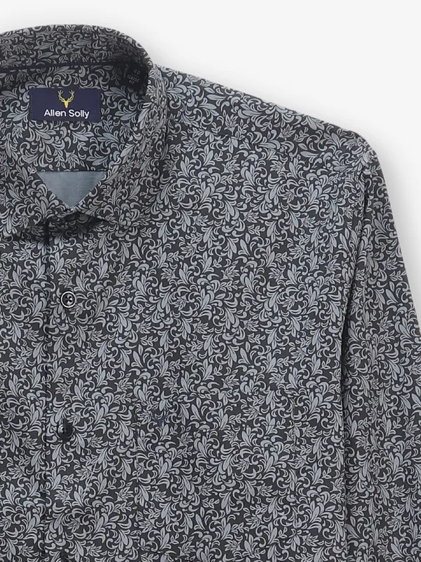 ALLEN SOLLY classy black floral printed casual mens shirt