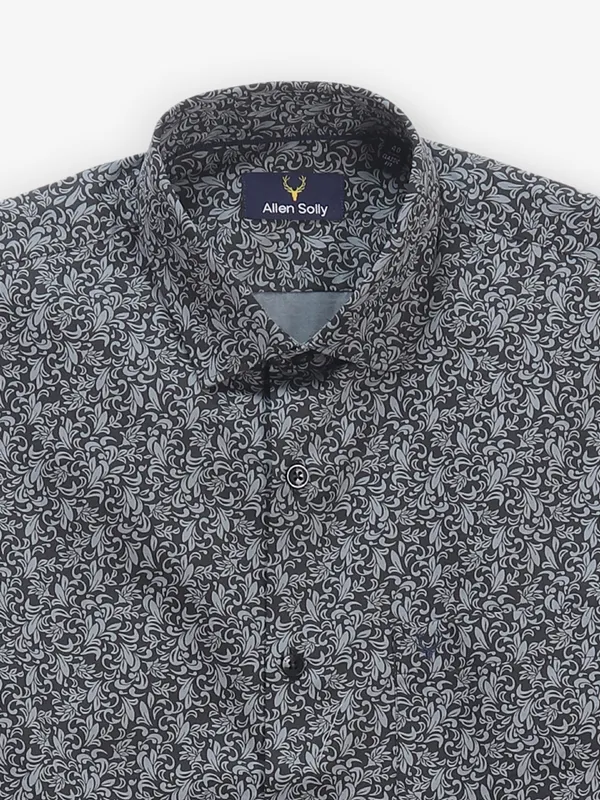 ALLEN SOLLY classy black floral printed casual mens shirt
