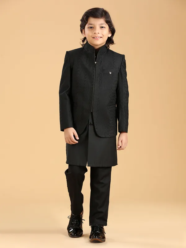 Classy black indowestern in silk