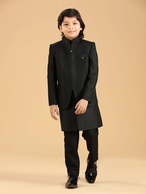 Classy black indowestern in silk