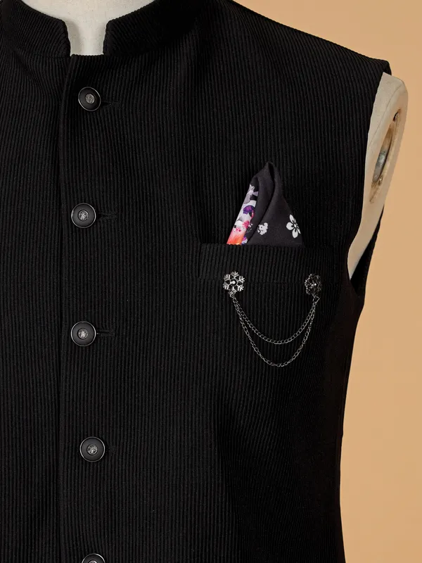Classy black stripe waistcoat