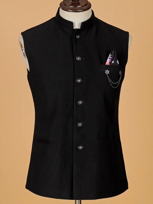 Classy black stripe waistcoat