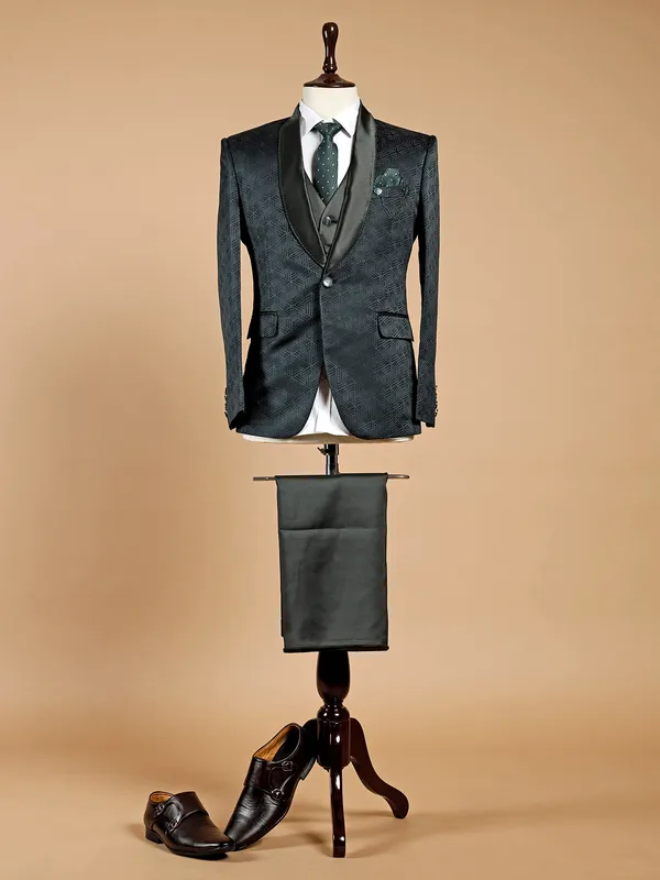 Classy black terry rayon coat suit for men