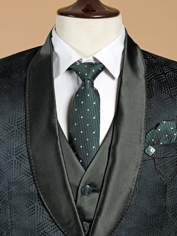 Classy black terry rayon coat suit for men