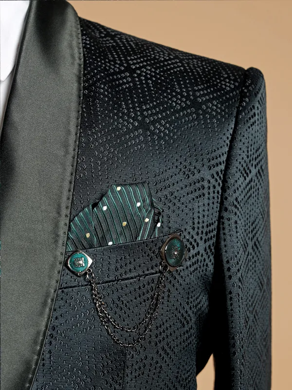 Classy black terry rayon coat suit for men
