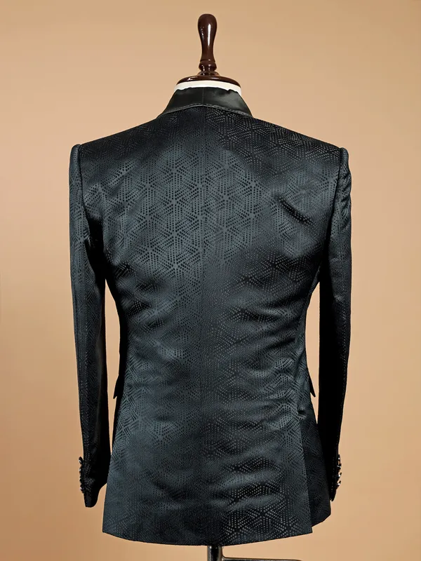 Classy black terry rayon coat suit for men