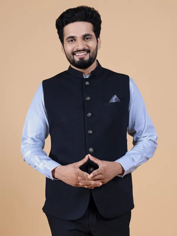 Classy black texture waistcoat