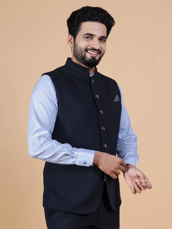 Classy black texture waistcoat