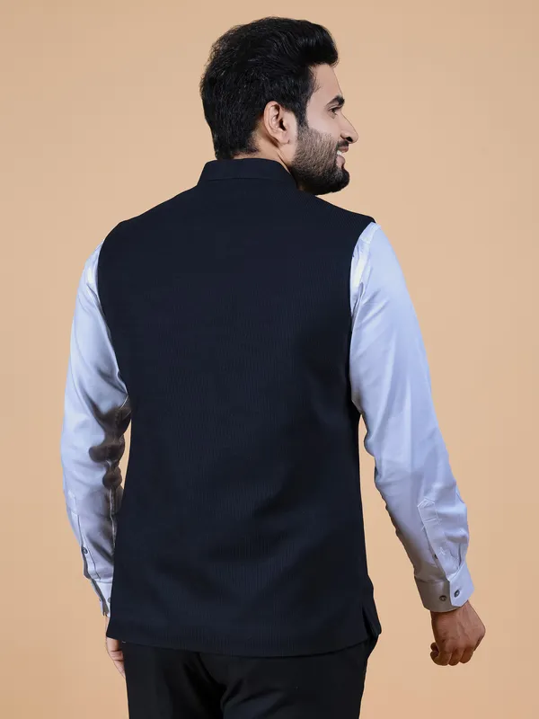 Classy black texture waistcoat