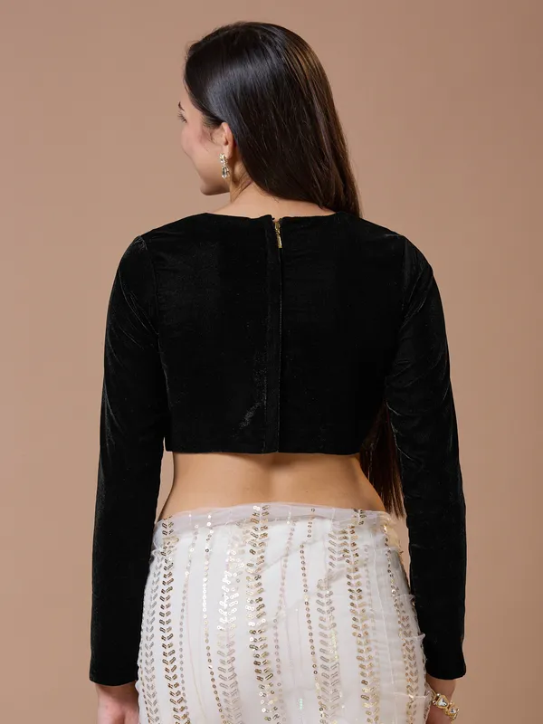 Classy black velvet ready made blouse