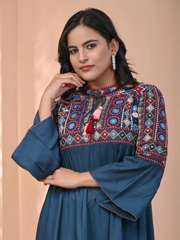 Classy blue cotton casual kurti