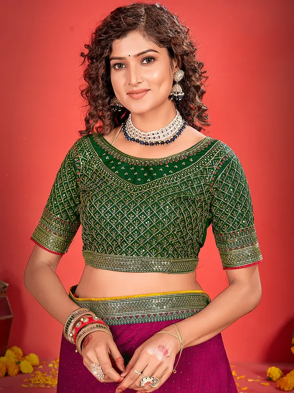 Latest wine silk saree for festive