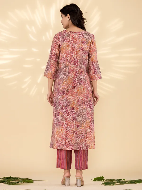 Classy brown printed kurti set for festive