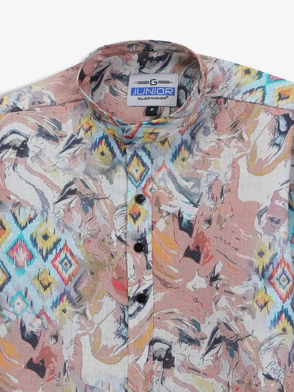 Classy cream and pink printed kurta