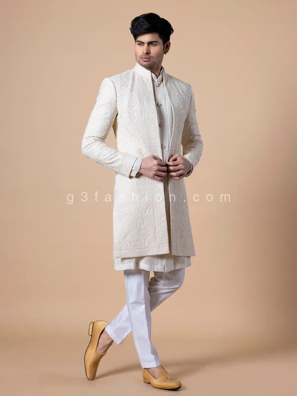 Classy cream georgette indowestern