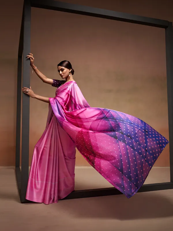 Classy dark Onion pink printed saree