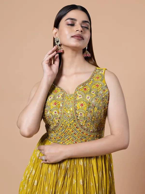 Classy georgette yellow anarkali suit