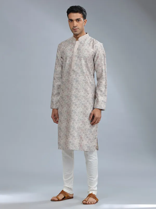 Classy grey silk kurta pajama